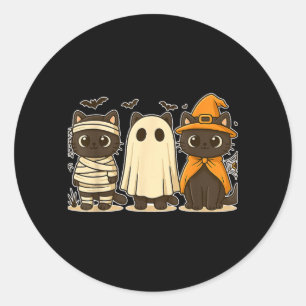 Sticker Rond Citrouille drôle d'Halloween Chat noir d'Halloween