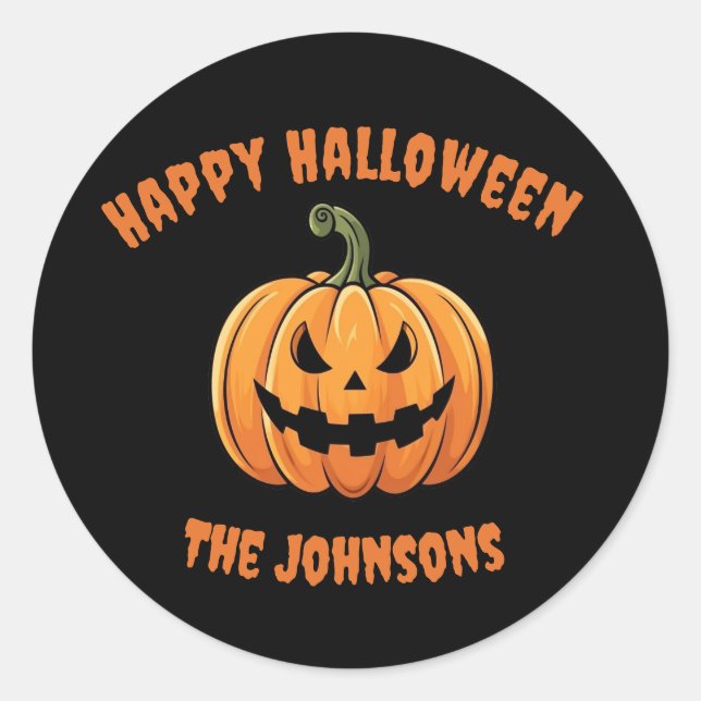 Sticker Rond Citrouille Éffrayant personnalisé Halloween heureu (Devant)
