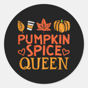 Sticker Rond Citrouille Épices Queen Fun Automne Automne Saison