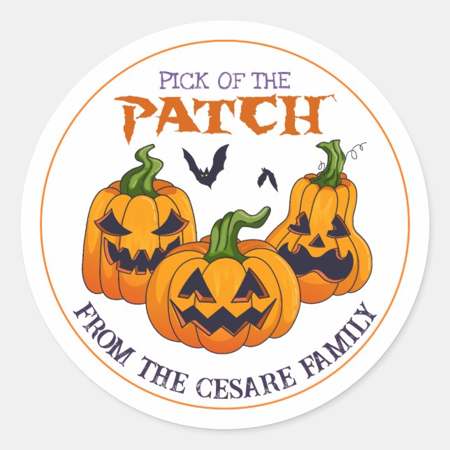 Sticker Rond Citrouille Fantôme de Famille d'Halloween JackoLan (Devant)