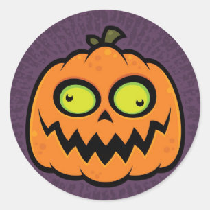 Sticker Rond Citrouille fou