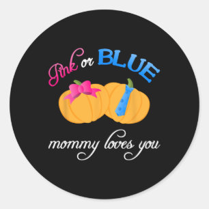 Sticker Rond Citrouille Genre Révéler Mommy Loves You Fall Them