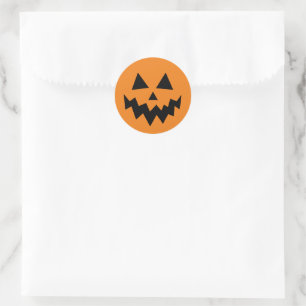 Sticker Rond Citrouille Halloween Jack-o'-lantern Orange