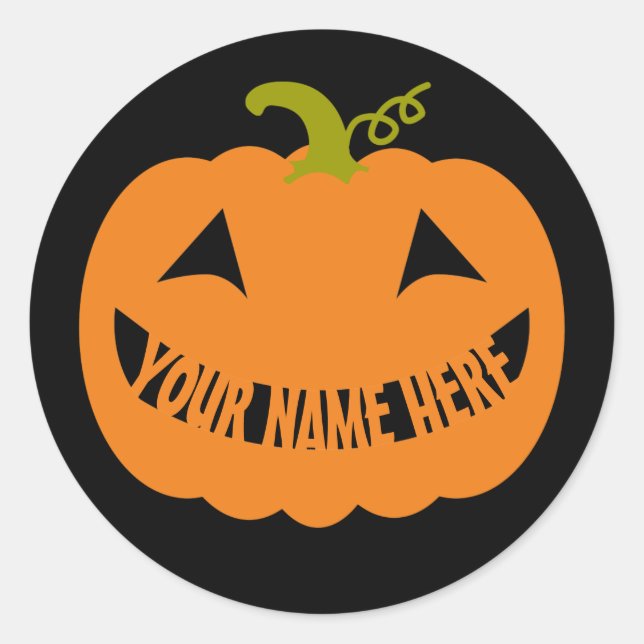 Sticker Rond Citrouille Halloween personnalisé (Devant)
