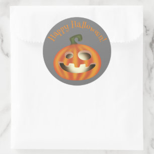 Sticker Rond Citrouille Halloween trick or treat 