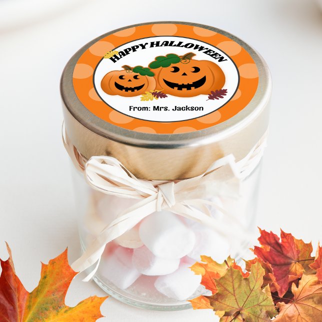 Sticker Rond Citrouille Jack O' Lantern Automne Halloween Favor (Happy Halloween Favor Sticker)