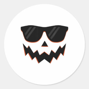 Sticker Rond Citrouille Jack-o'-lantern Visage Hallowen Costume