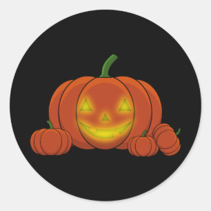 Sticker Rond Citrouille Jack-o-lanterne