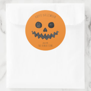 Sticker Rond Citrouille   Joyeux Halloween 