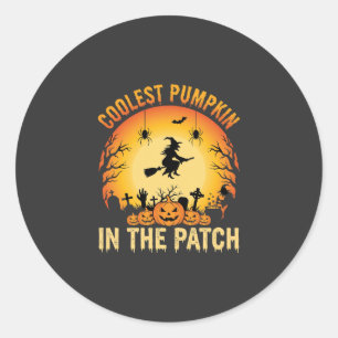 Sticker Rond Citrouille la plus cool d'Halloween dans le patch 