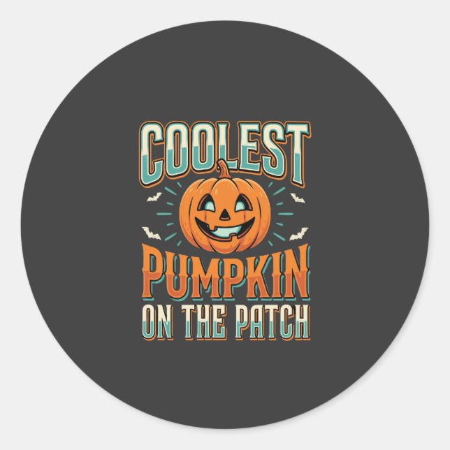 Sticker Rond Citrouille la plus cool sur le patch Design Hallow (Devant)