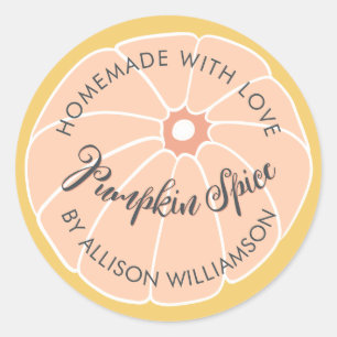 Sticker Rond Citrouille maison épice jaune rose