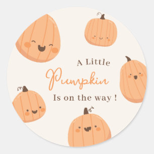 Sticker Rond Citrouille mignon Automne Baby shower neutre genre