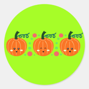 Sticker Rond Citrouille mignons