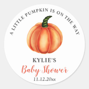 Sticker Rond Citrouille orange   BABY SHOWER