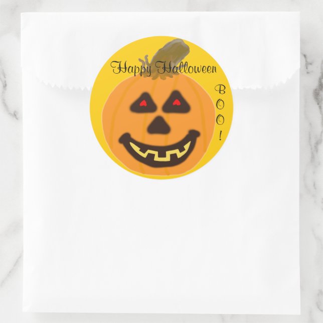 Sticker Rond Citrouille orange d'Halloween (Sac)