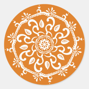 Sticker Rond Citrouille Pie Mandala