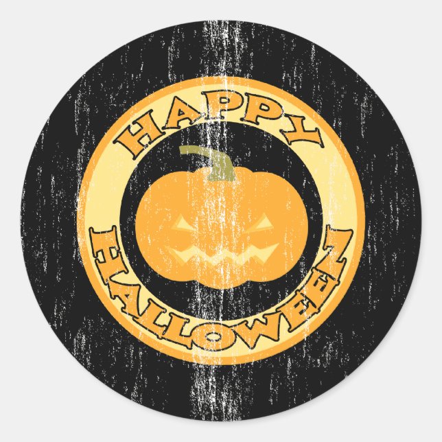 Sticker Rond Citrouille Retro Halloween (Devant)
