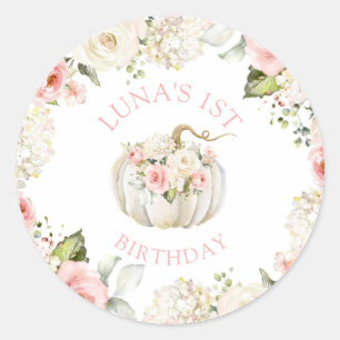 Sticker Rond Citrouille rose 1er anniversaire