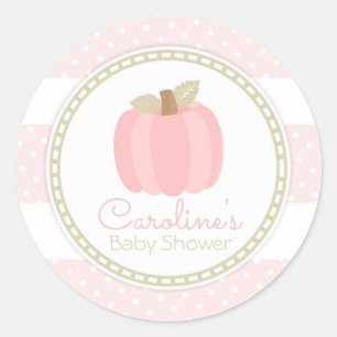 Sticker rond Citrouille rose Automne bébé fille Do
