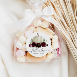 Sticker Rond Citrouille Rustique Bourgogne Tomber Dans L'Amour 