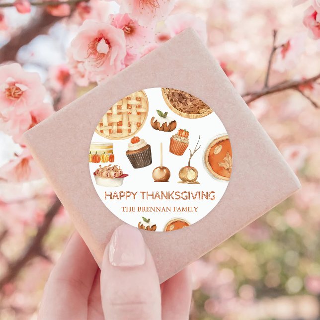 Sticker Rond Citrouille rustique tarte Thanksgiving (Créateur téléchargé)