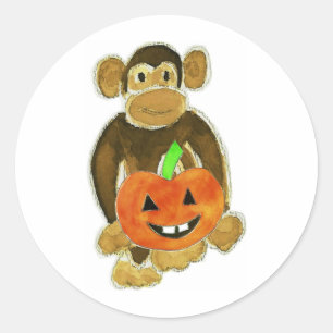 Sticker Rond Citrouille singe