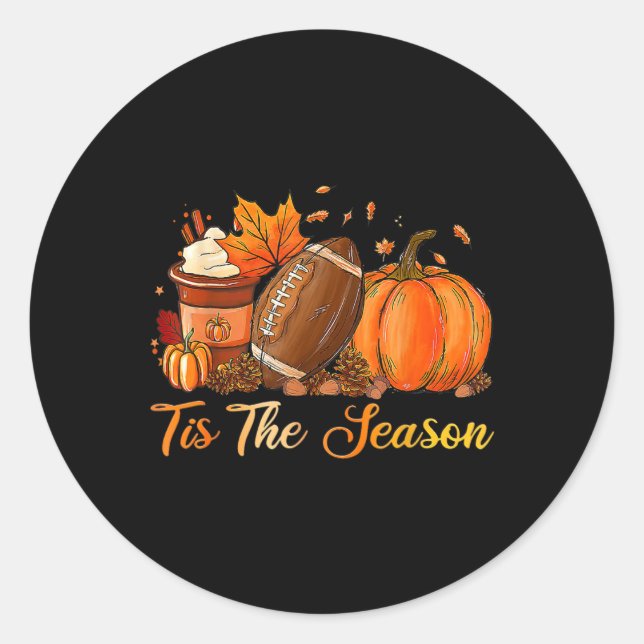 Sticker Rond Citrouille Spice Football C'Est La Saison Automne  (Devant)
