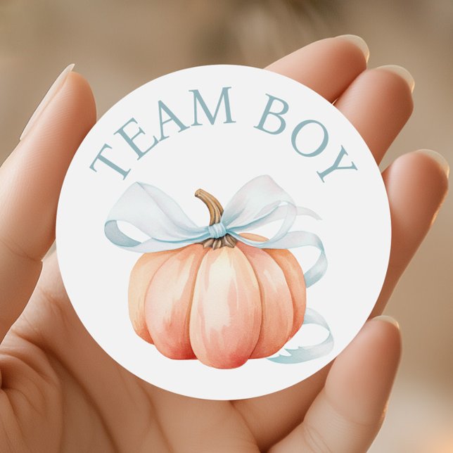 Sticker Rond Citrouille Team Boy Gender Revela (Créateur téléchargé)