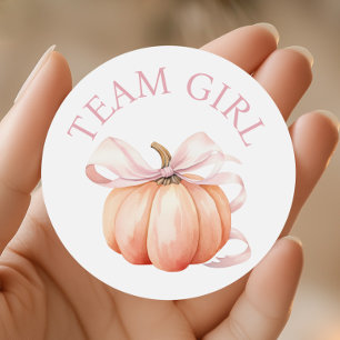 Sticker Rond Citrouille Team Girl Gender Revela