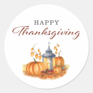 Sticker Rond Citrouille Vintage bon thanksgiving