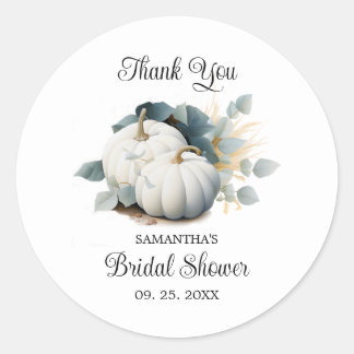 Sticker Rond Citrouilles blanches et Merci de l'eucalyptus