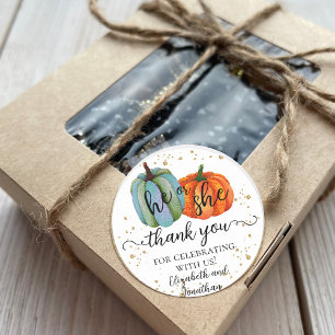 Sticker Rond Citrouilles d'automne Lui ou elle Révélation de ge