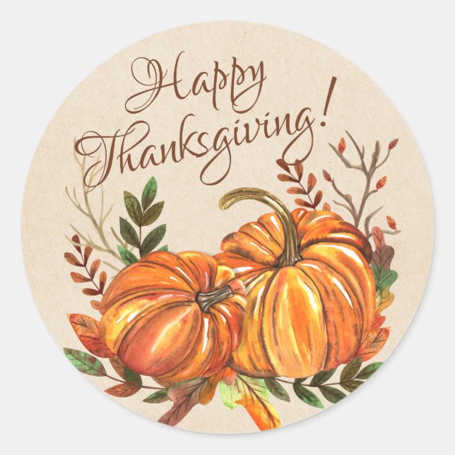 Sticker Rond Citrouilles de Thanksgiving (Devant)