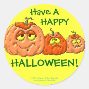 Sticker Rond Citrouilles d'Halloween