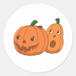 Sticker Rond Citrouilles d'Halloween assorties