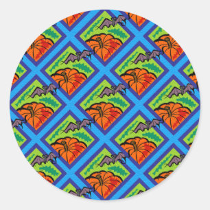 Sticker Rond Citrouilles et chauves-souris en Motif de vert/ble
