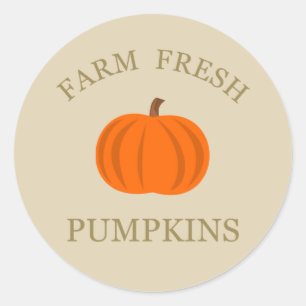 Sticker Rond Citrouilles frais de ferme automne