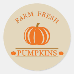 Sticker Rond Citrouilles frais de ferme automne