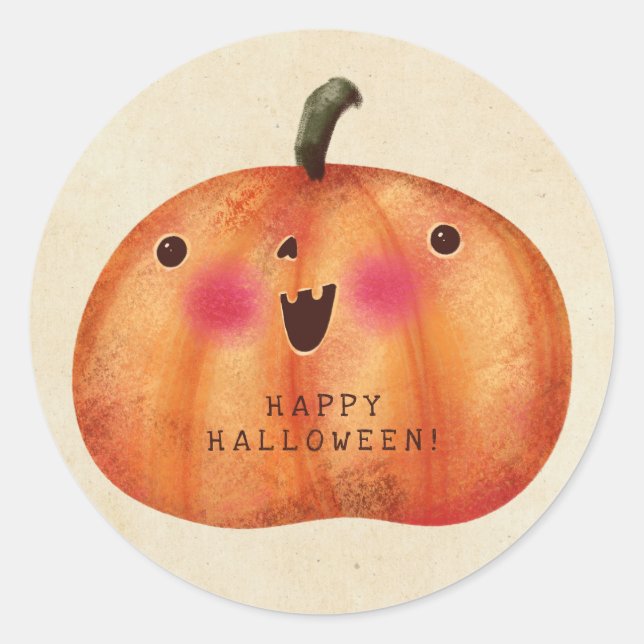 Sticker Rond Citrouilles heureux - Joli Halloween (Devant)