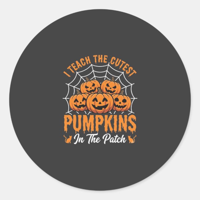 Sticker Rond Citrouilles les Plus Mignonnes du Patch Professeur (Devant)