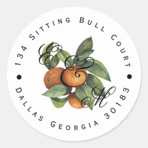 Sticker Rond Citrus Botanical Orange Greenery
