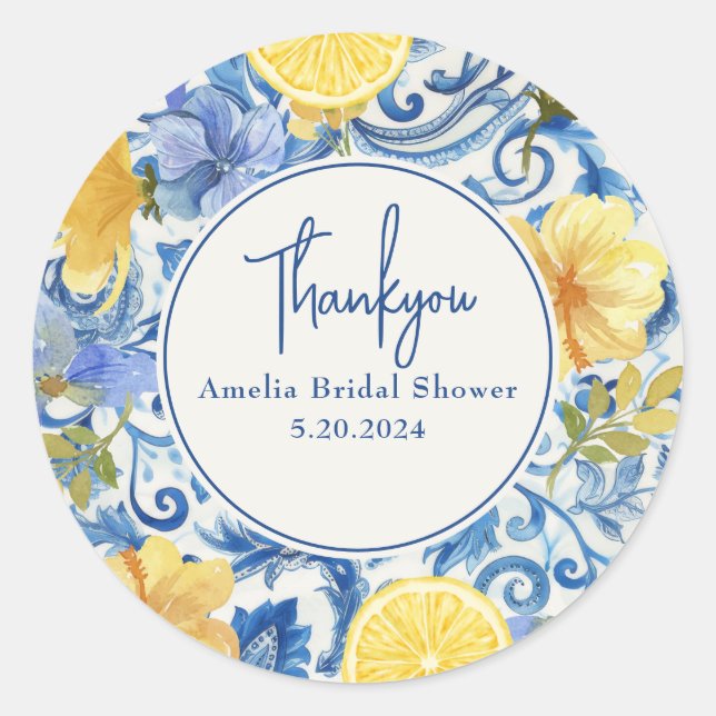 Sticker Rond Citrus citron pomme de douche principale (Devant)