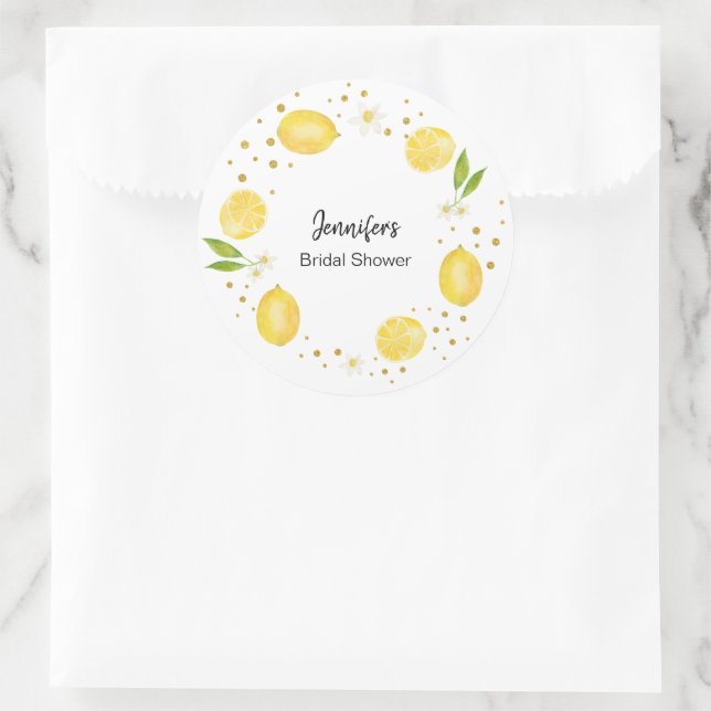 Sticker Rond Citrus de citron et or (Sac)