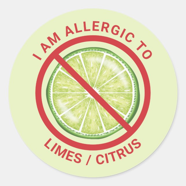 Sticker Rond Citrus de citron vert Conscience de l'allergie ali (Devant)