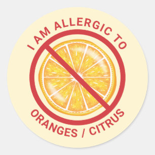 Sticker Rond Citrus de fruits orange Sensibilisation aux allerg