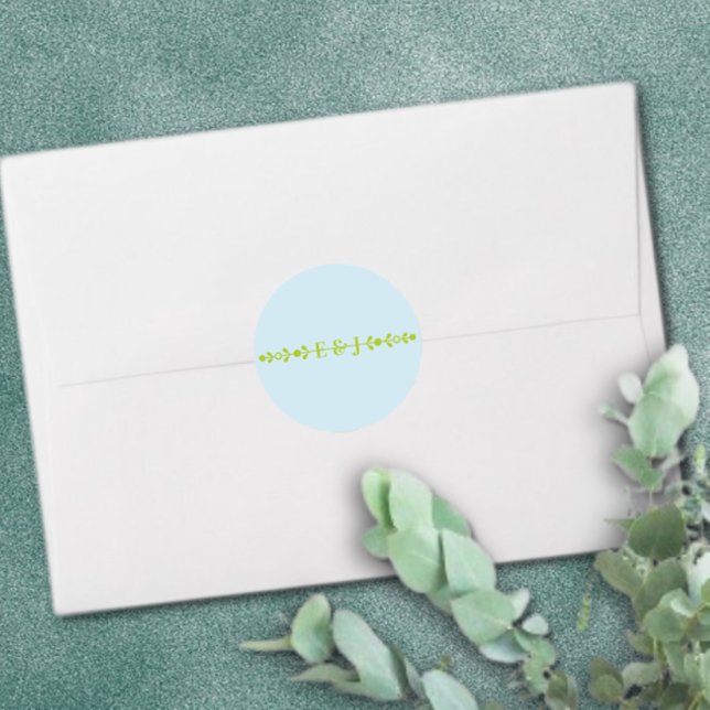 Sticker Rond Citrus Green & Coastal Blue Wedding (Créateur téléchargé)