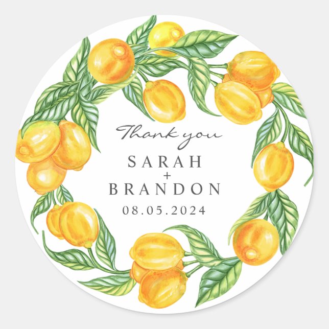 Sticker Rond Citrus Lemon Mariage d'été (Devant)