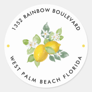Sticker Rond Citrus Lemon Thème Baby shower Adresse de retour