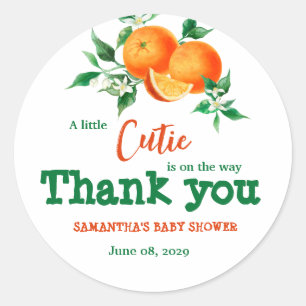 Sticker Rond Citrus Little Cutie Botanique Orange Baby shower C